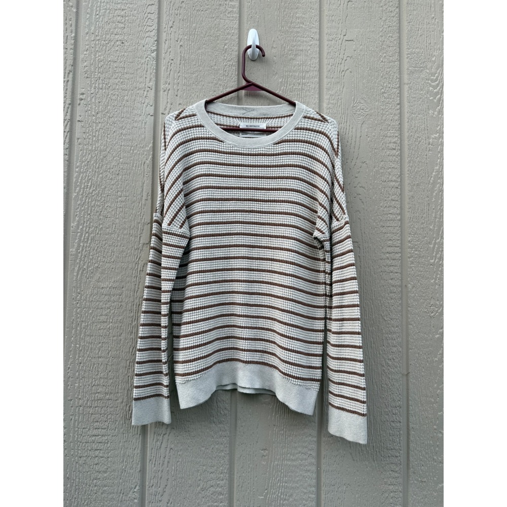 REI Small Sweater Gorpcore Striped Cotton Waffle Knit Crewneck